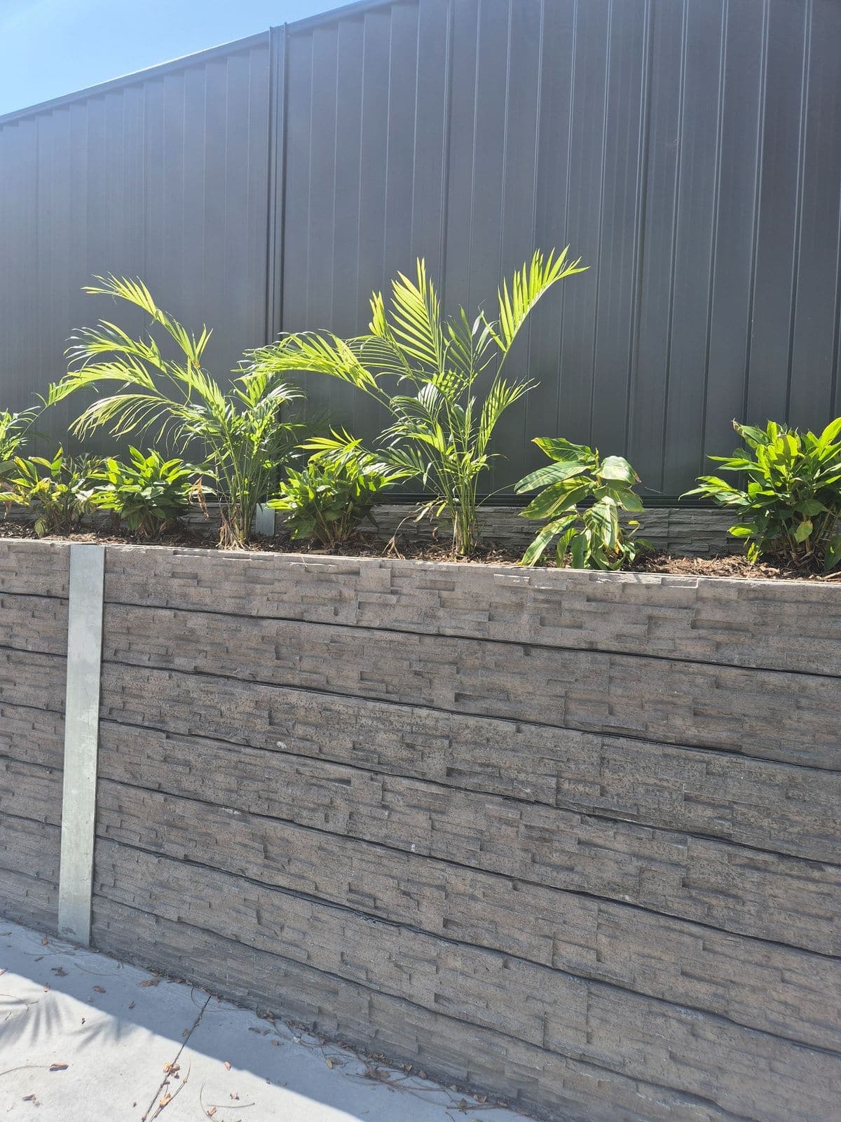 A Blakeview concrete sleeper retaining wall we built, photo 1