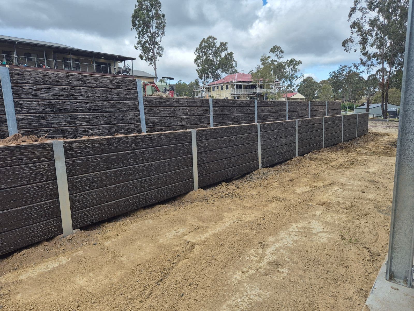 A Fraser concrete sleeper retaining wall we built