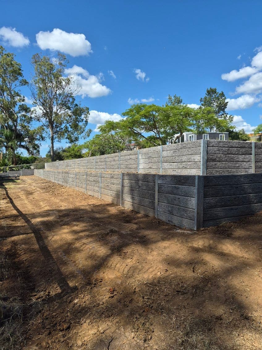 A Moreton concrete sleeper retaining wall we built